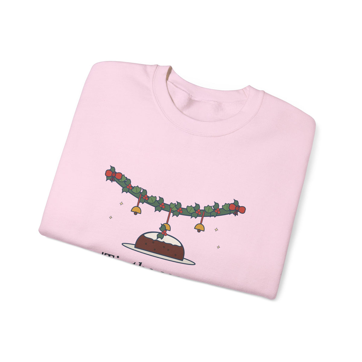 Tis the Season to Be Jolly Sweatshirt, Christmas Oliphant Quote Crewneck with Holly Swag