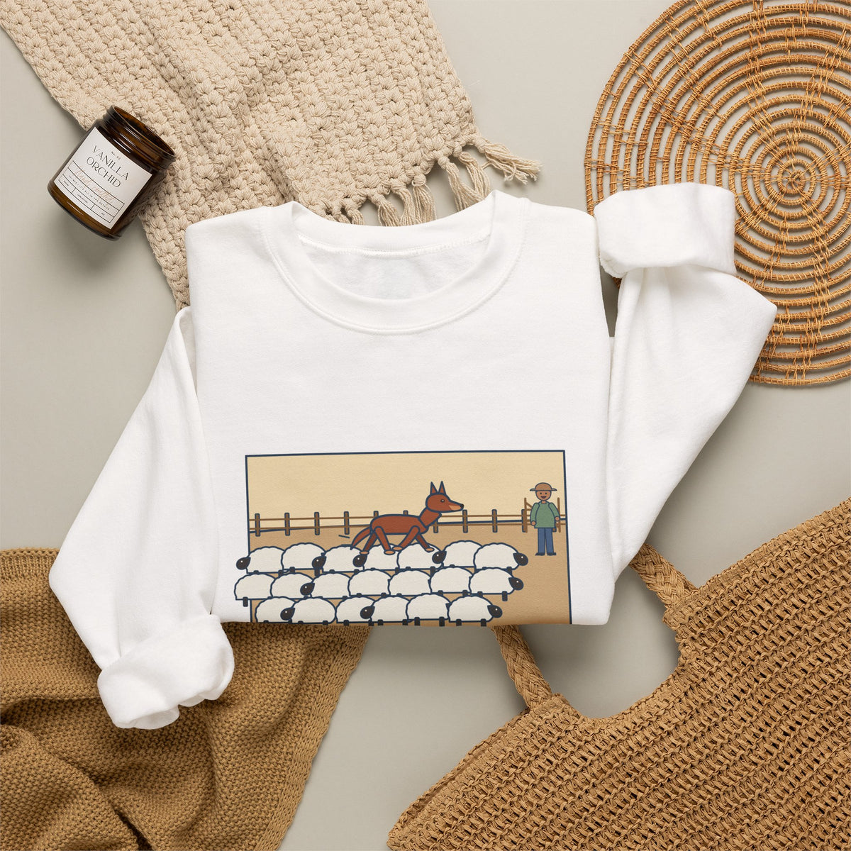 Australian Kelpie Sweatshirt, Took a Shortcut Across the Backs of the Sheep, Funny Paddock Shortcut Crewneck