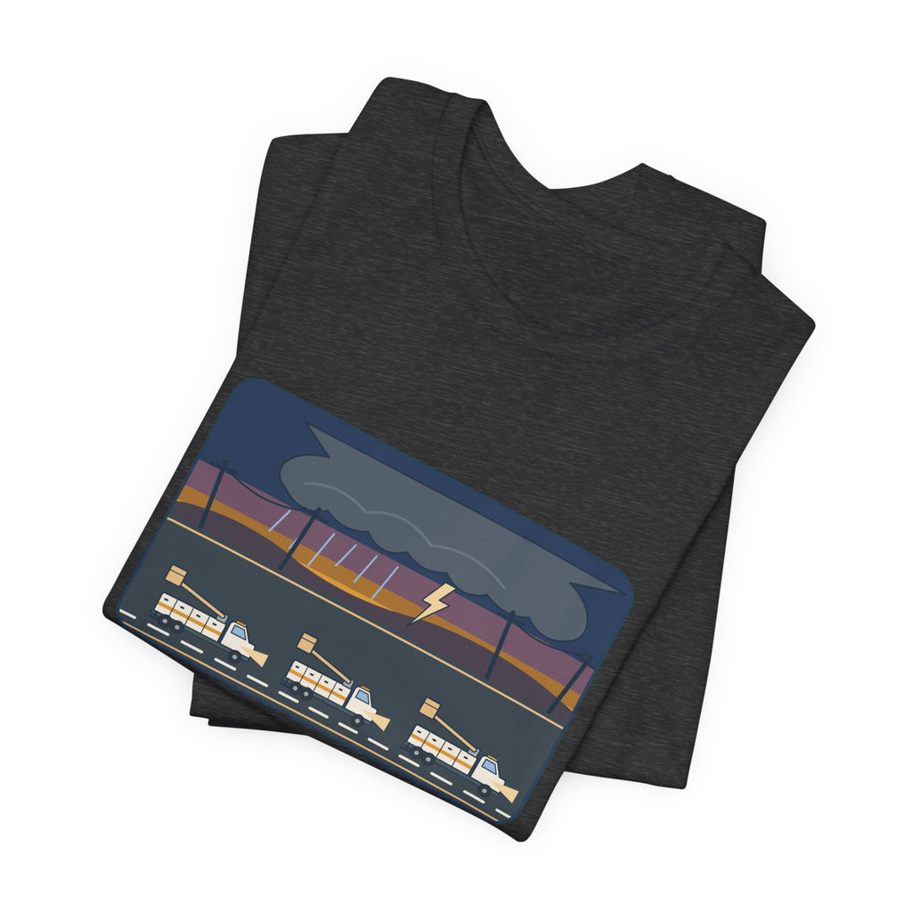 Lineworker T-Shirt - Mutual Aid. Any State. Any Storm. Power Line Crew Tee