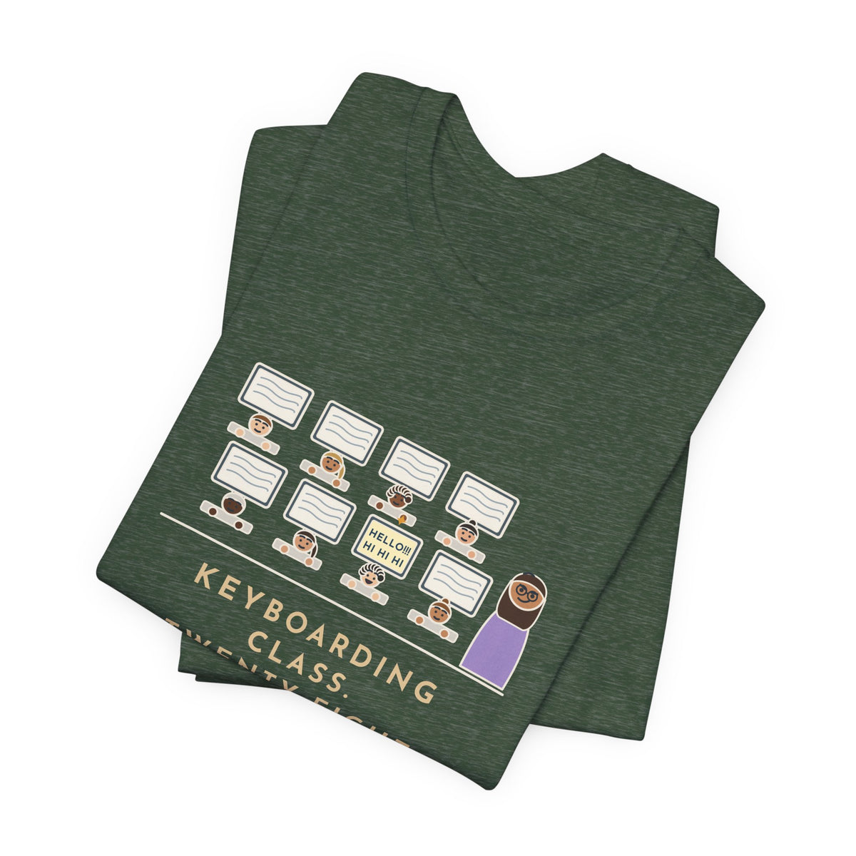 Keyboarding Teacher T-Shirt - Twenty-Eight Kids Typing, One Found Caps Lock and Kept It
