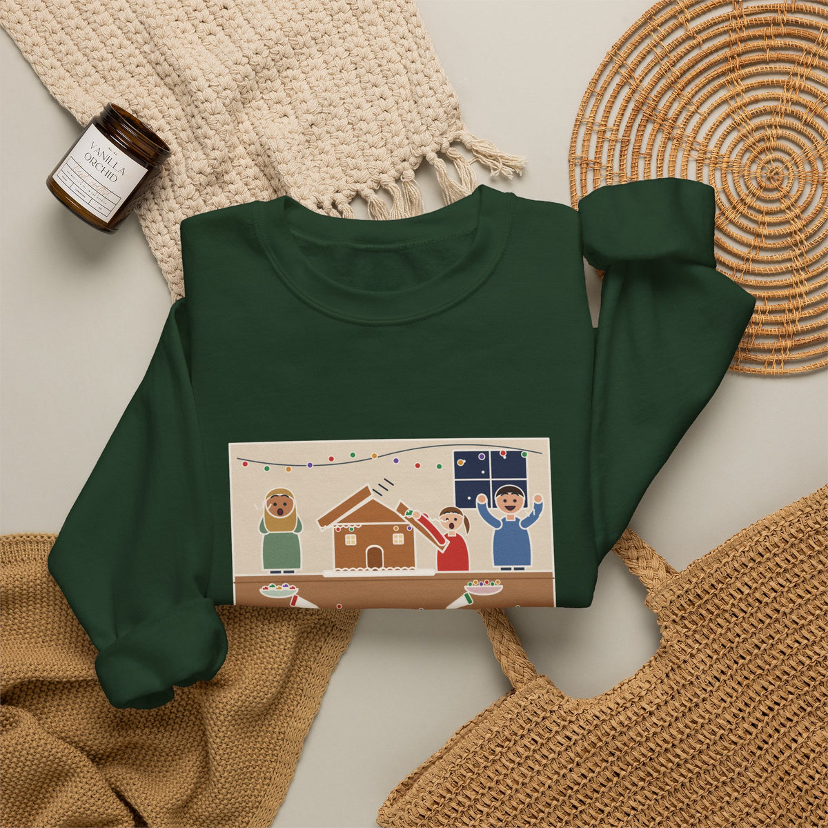 Gingerbread House Sweatshirt, The Roof Slid Off at the Second Gumdrop, Funny Holiday Baking Night Crewneck