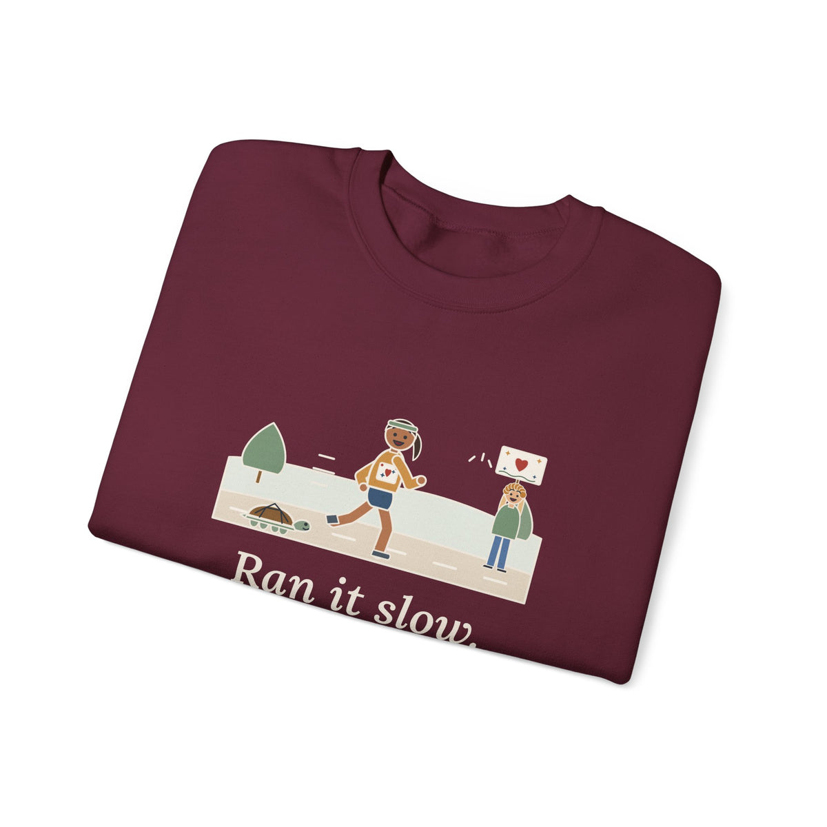 Ran It Slow. Ran It Anyway. Sweatshirt, Running Quote Crewneck, Turtle Pace
