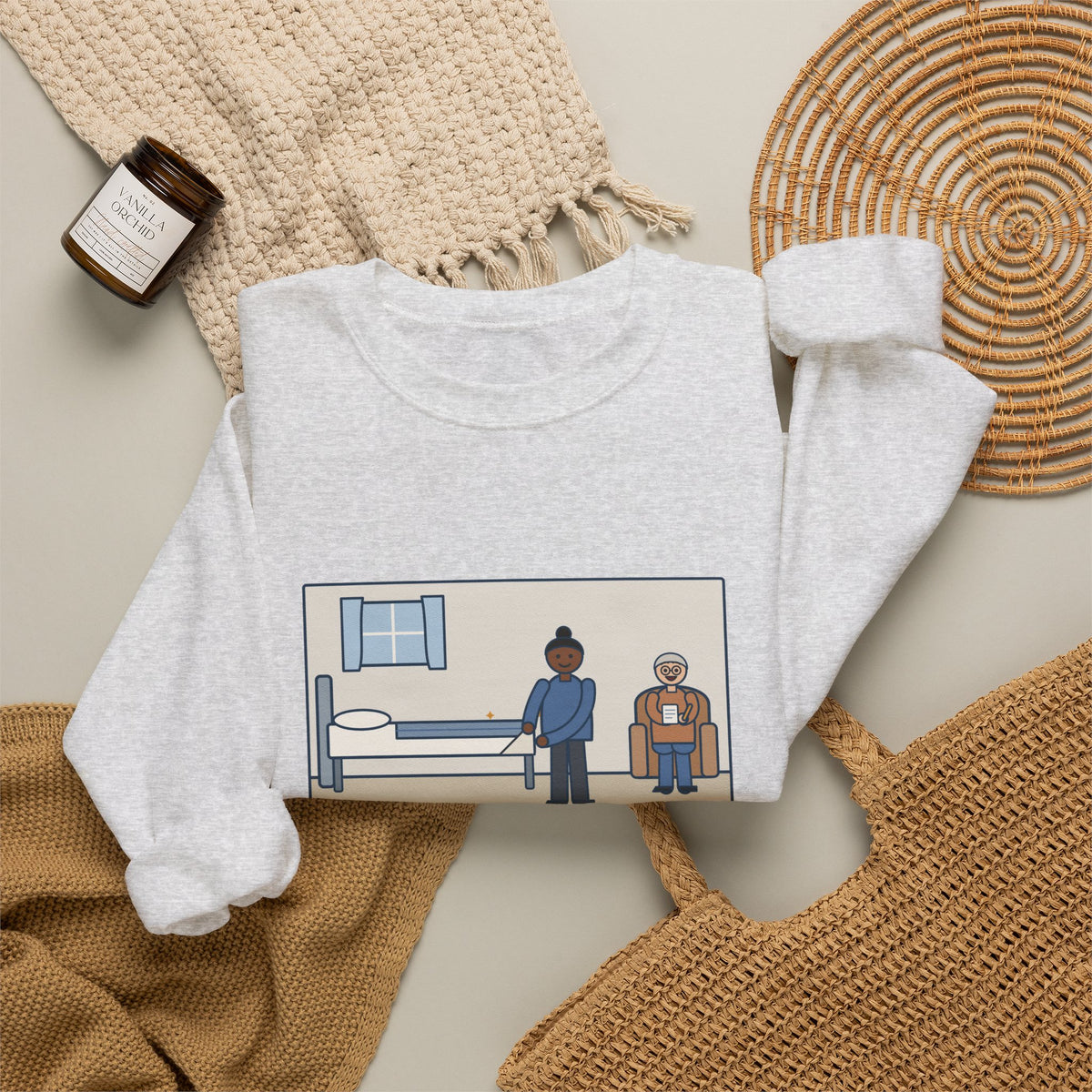 Military Nurse Sweatshirt, Bed Corners So Crisp the Patient Asked for a Lesson, Funny Crisp Corners Crewneck
