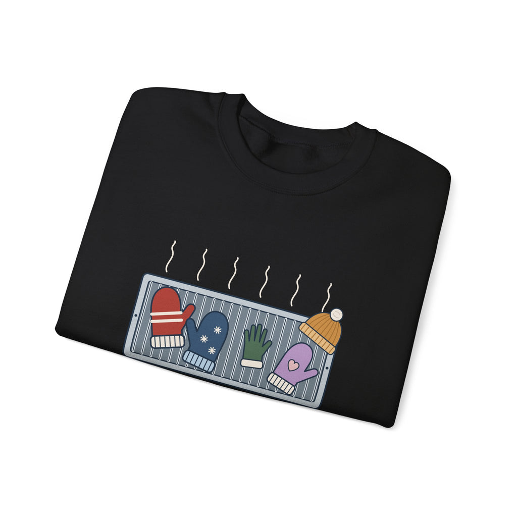 Snow Day Crewneck Sweatshirt - Mittens Drying on Every Vent Winter Sweatshirt