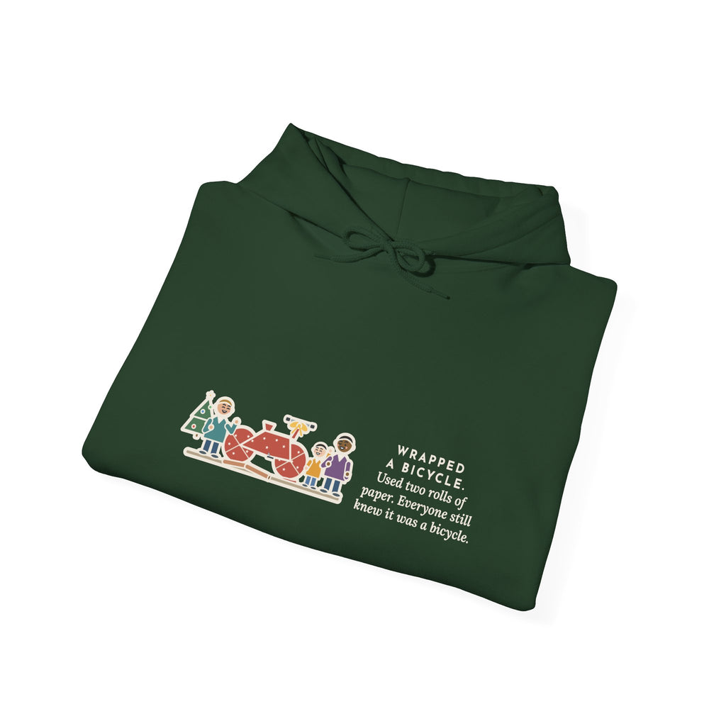 Funny Christmas Gift Hoodie, Wrapped a Bicycle with Two Rolls of Paper, Everyone Still Knew