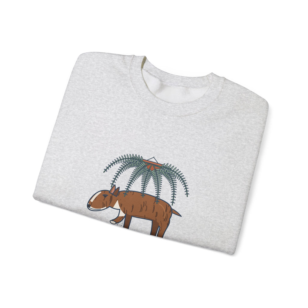 Bull Terrier Crewneck Sweatshirt - Trancing Under the Ferns Slow Motion Dog Lover Gift