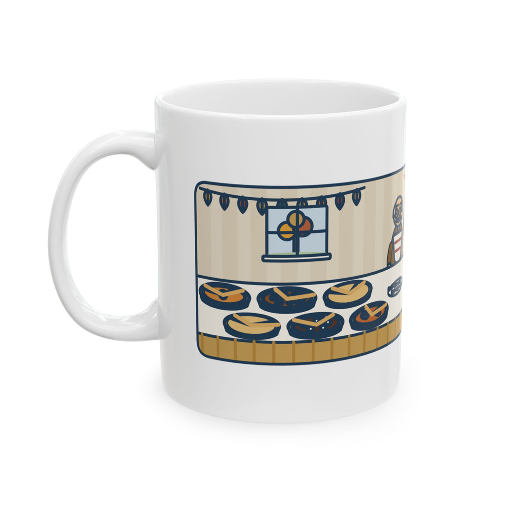 Thanksgiving Mug, Nine People, Six Pies, Grandpa Tried a Sliver of Every One Twice, Funny Coffee Mug 11oz