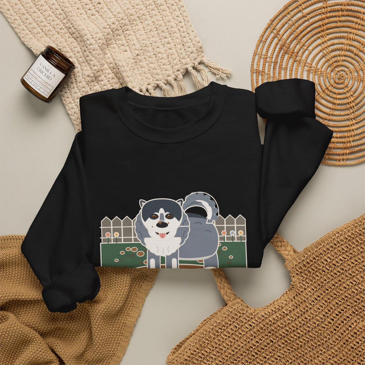Alaskan Malamute Crewneck Sweatshirt - Malamute-Sized Backyard Crater Dog Owner Gift