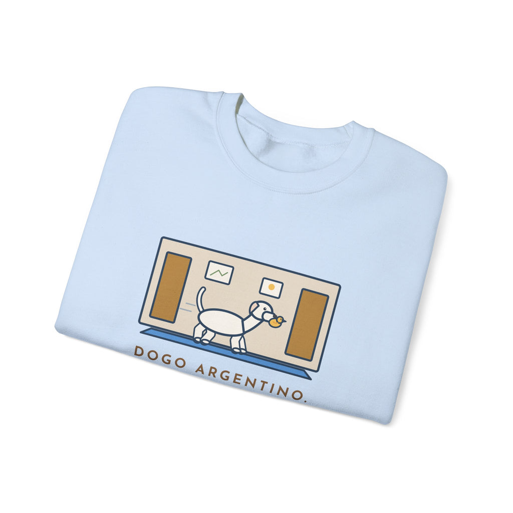 Dogo Argentino Sweatshirt, One Hundred Pounds, Carries His Stuffed Duck to Every Room, Funny Hallway Parade Crewneck