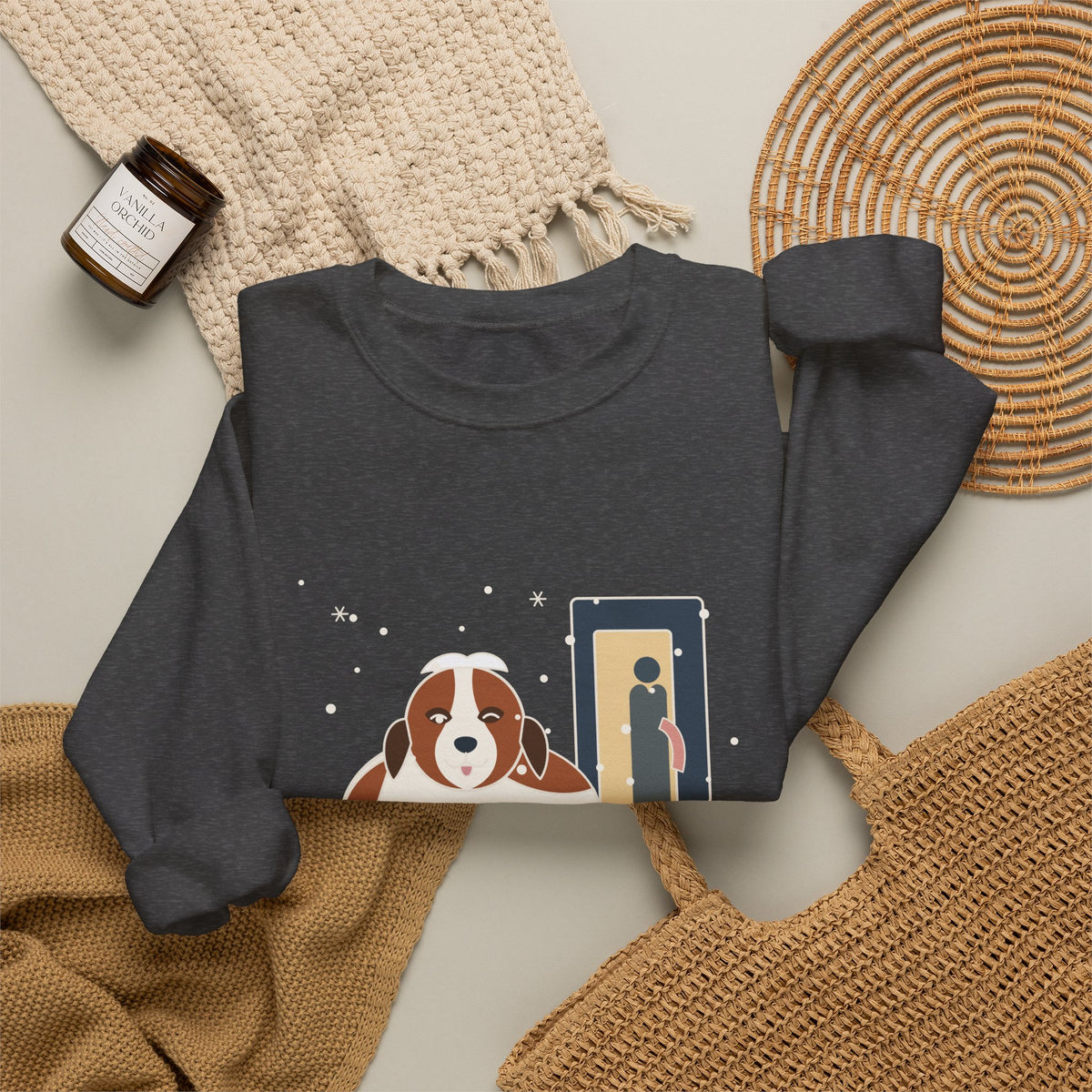 Saint Bernard Winter Crewneck Sweatshirt - Inside Dog Until the First Big Snow Big Dog Gift