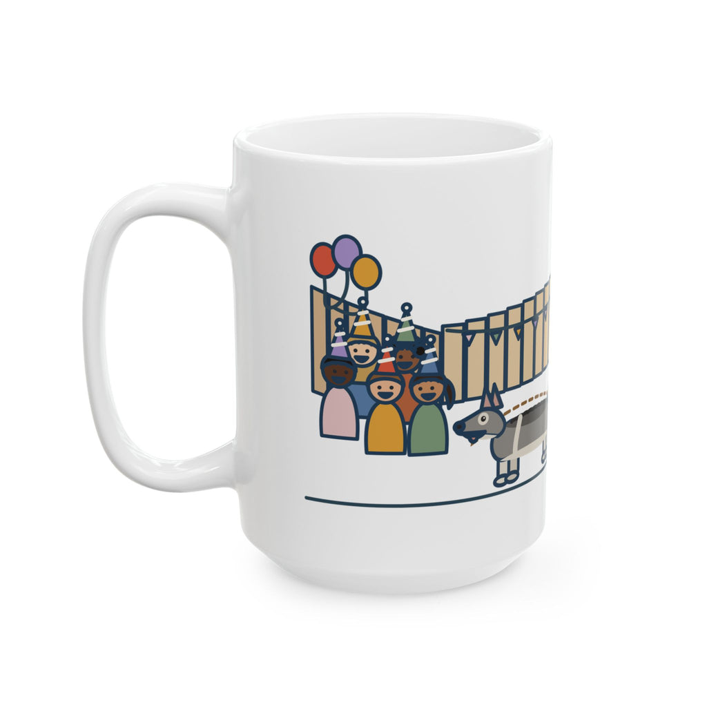 Large 15oz Swedish Vallhund Mug - Herded the Birthday Party Into One Corner