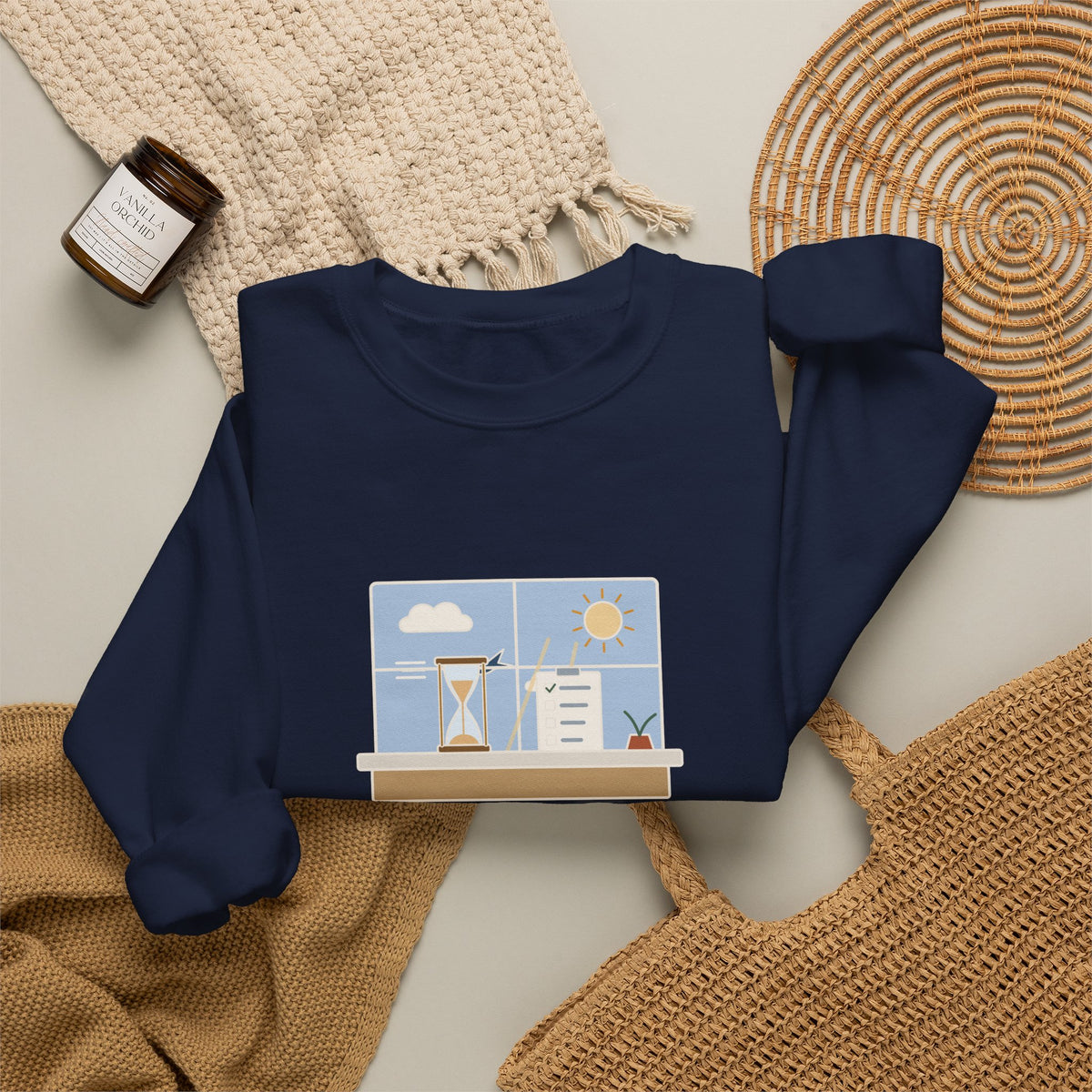 While We Are Postponing, Life Speeds By Sweatshirt, Stoic Seneca Quote Crewneck with Swift Past the Window