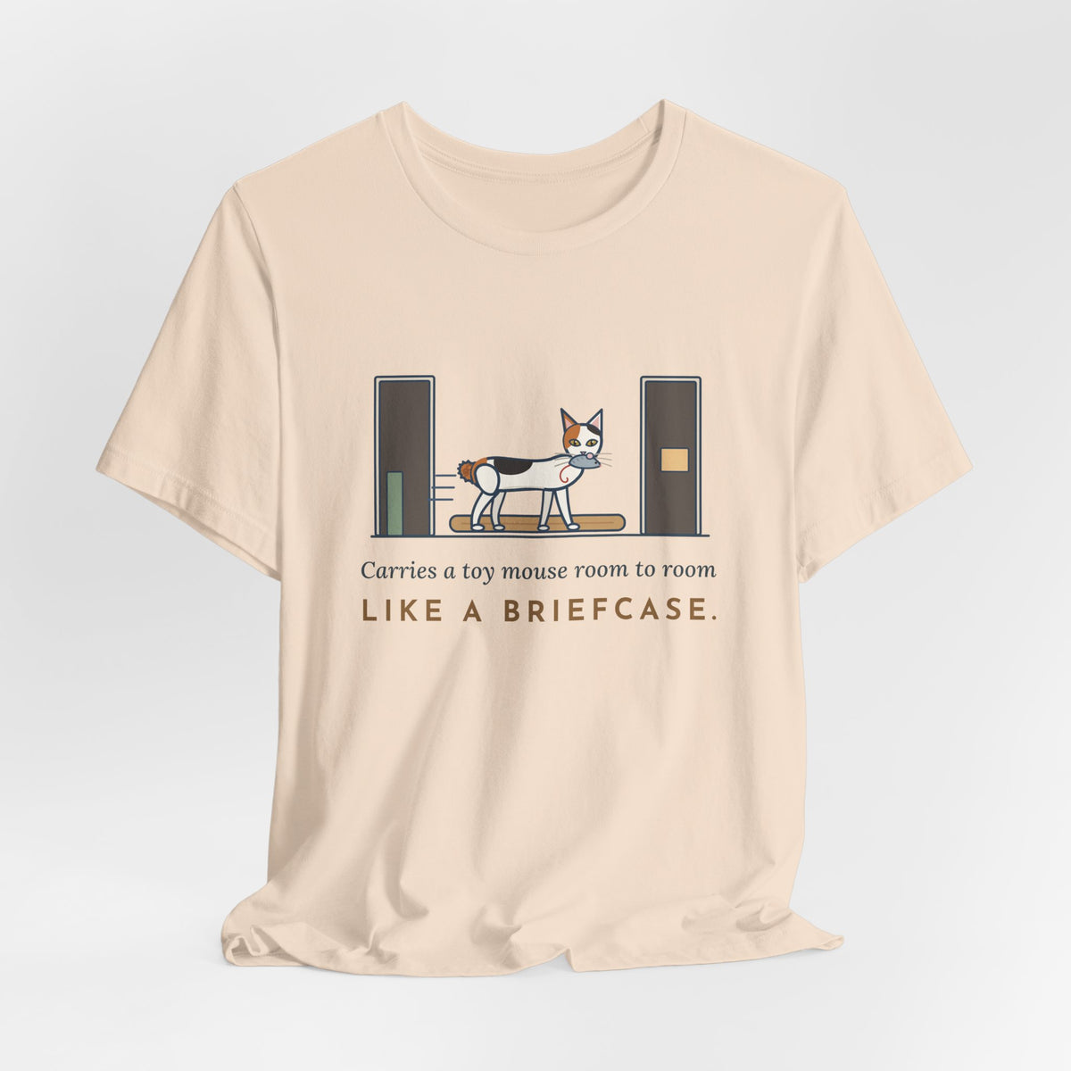 Japanese Bobtail Cat T-Shirt - Carries a Toy Mouse Room to Room Like a Briefcase