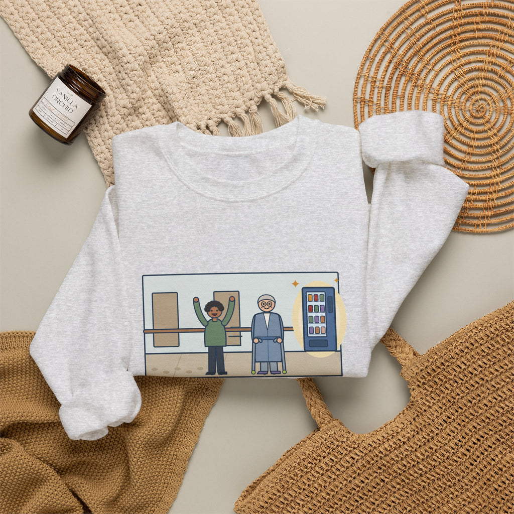 CVICU Nurse Sweatshirt, Day Two After Heart Surgery, He Walked the Whole Hallway to See the Vending Machine, Funny Hallway Walk Crewneck