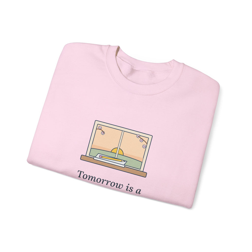 Tomorrow Is a New Day with No Mistakes in It Yet Sweatshirt, Encouragement Montgomery Quote Crewneck with Dawn Windowsill