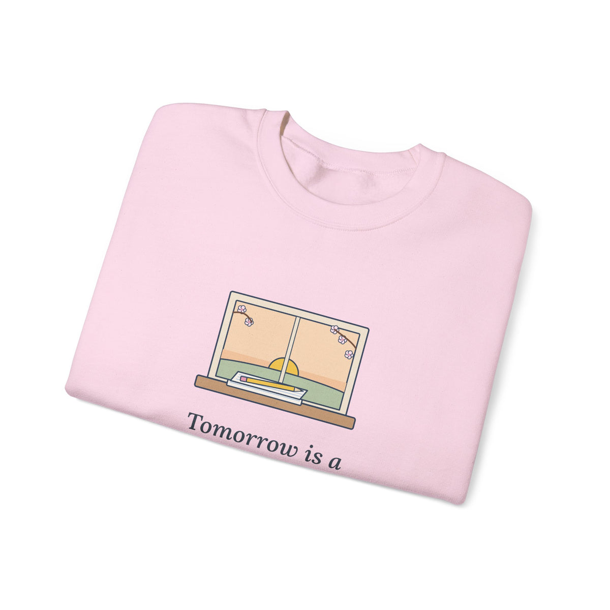 Tomorrow Is a New Day with No Mistakes in It Yet Sweatshirt, Encouragement Montgomery Quote Crewneck with Dawn Windowsill