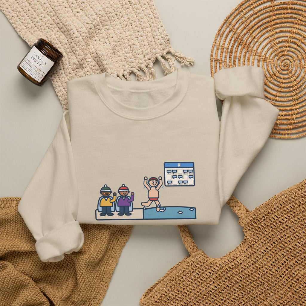 New Year's Day Plunge Sweatshirt, In the Water Four Seconds, Told the Story for a Month, Funny Frosty Beach Crewneck