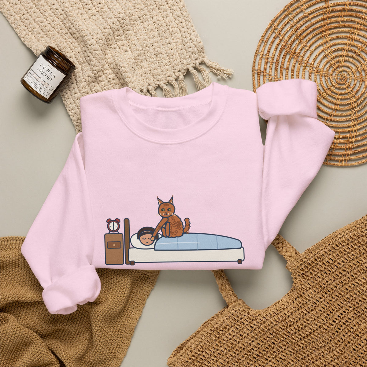 LaPerm Cat Crewneck Sweatshirt - Pats My Cheek With One Paw at Six A.M. Cat Owner Gift