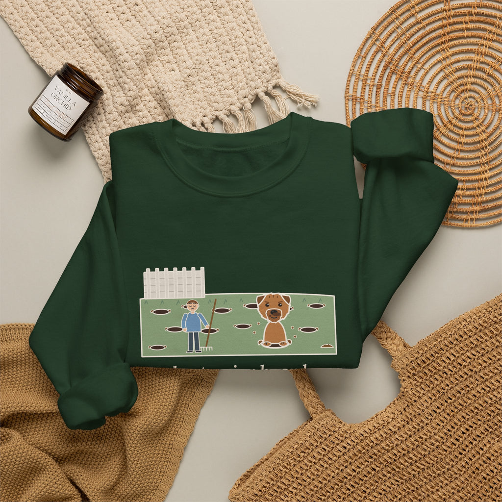 Border Terrier Crewneck Sweatshirt - Twelve Holes in the Lawn Funny Dog Sweatshirt