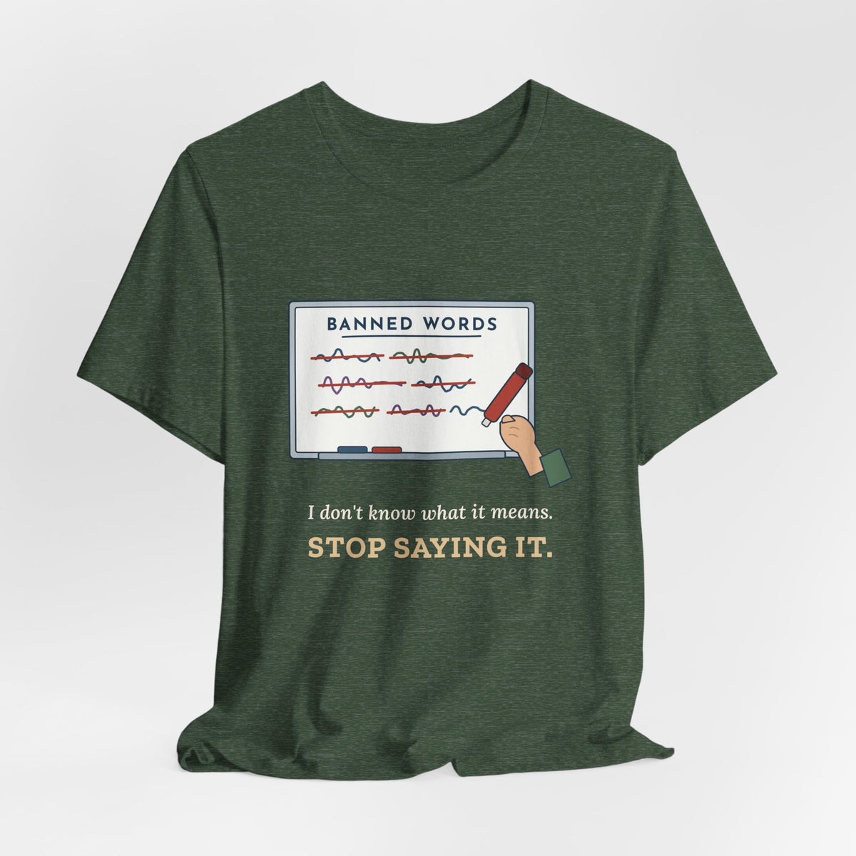 Middle School Teacher T-Shirt - I Don't Know What It Means. Stop Saying It. Banned Words Tee