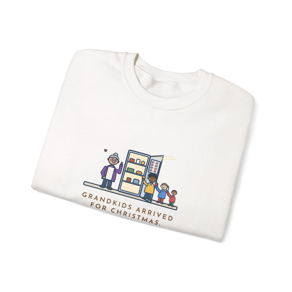 Grandkids at Christmas Sweatshirt, Arrived for the Holiday, The Fridge Door Opened Forty Times in the First Hour