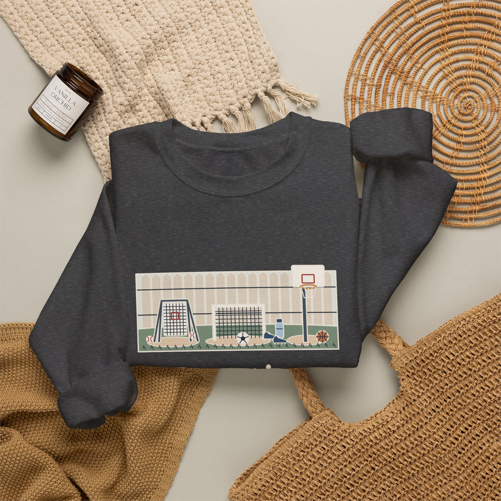 Practice Makes Perfect Sweatshirt, Youth Sports Proverb Crewneck, Backyard Practice