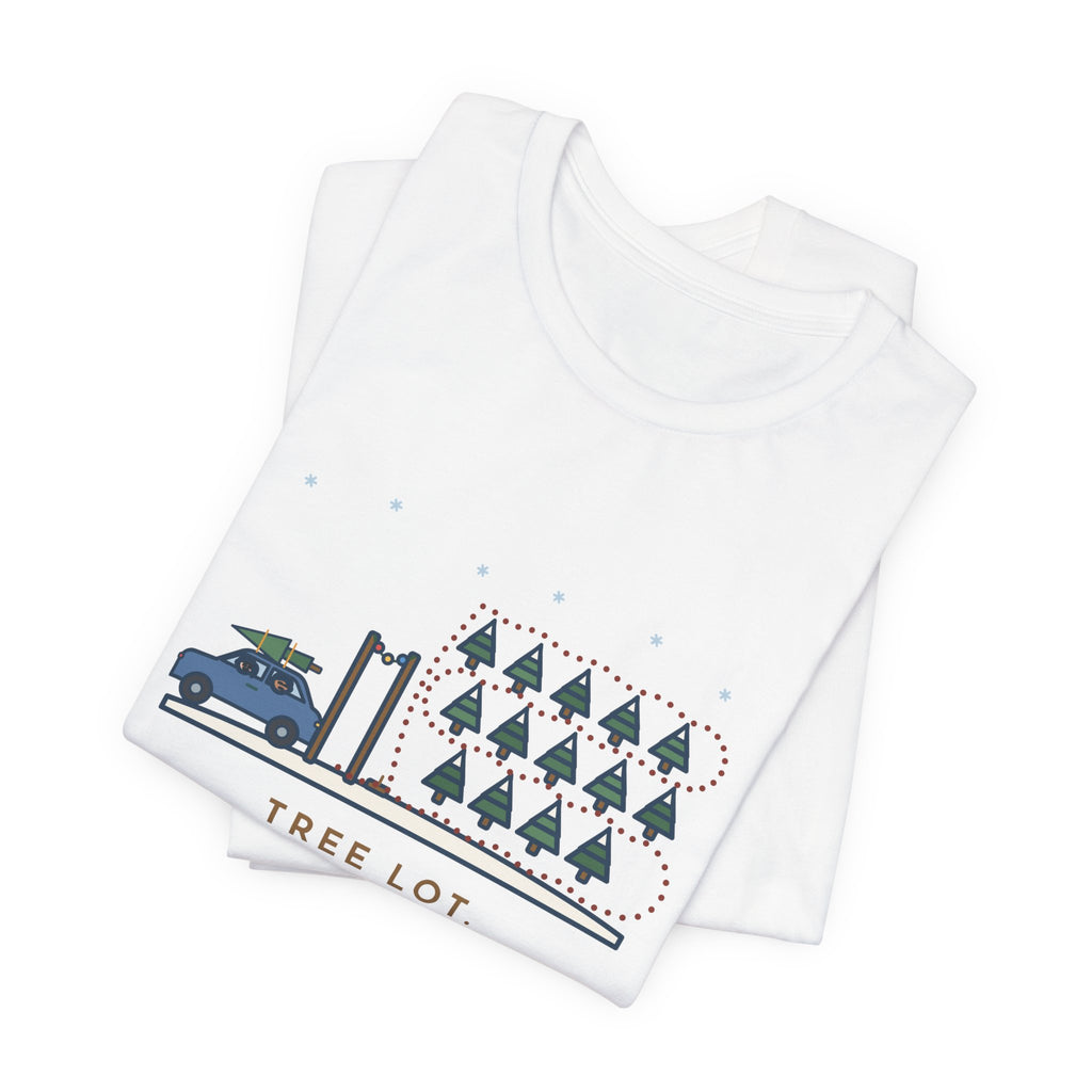 Funny Christmas Tree T-Shirt, Walked Past Forty Trees for an Hour, Bought the First One We Saw, Tree Lot Loop Tee