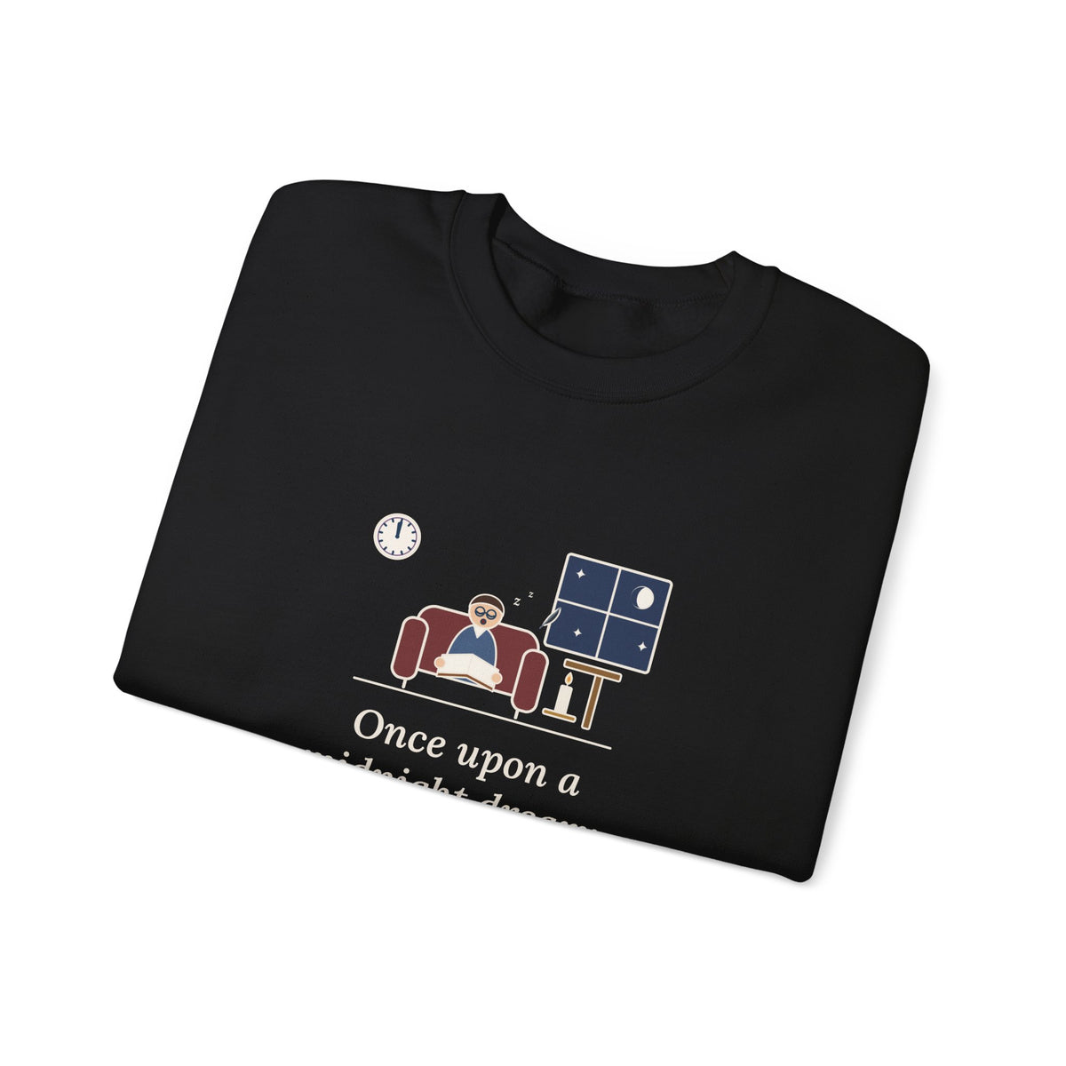 Once Upon a Midnight Dreary Sweatshirt, Gothic Poe Quote Crewneck with Midnight Study