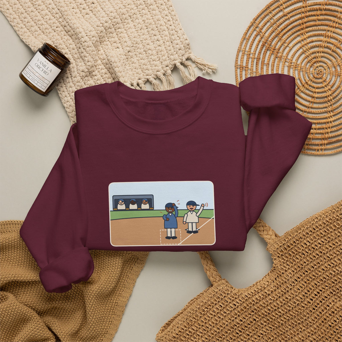 Baseball Coach Sweatshirt, Flashed Fourteen Signs to Third Base, The Runner Waved Back, Funny Third Base Box Crewneck