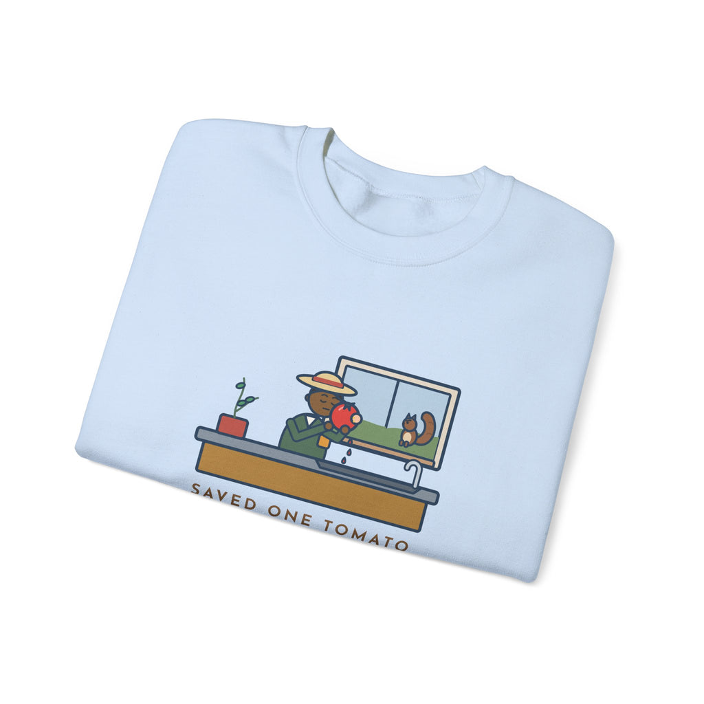Saved One Tomato From the Squirrels Sweatshirt, Funny Gardener Crewneck with Sink Tomato
