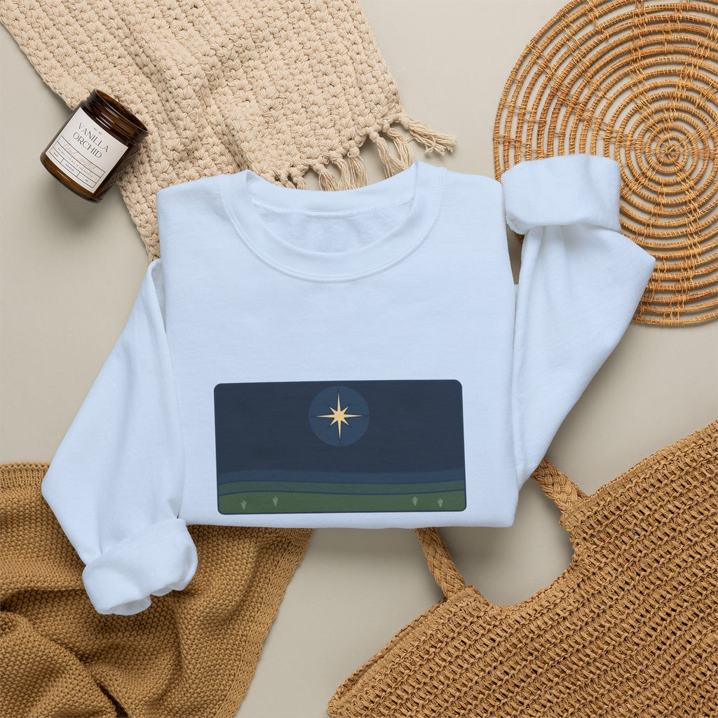 Good Tidings of Great Joy Sweatshirt, Christmas Luke 2:10 Quote Crewneck with Star over Field