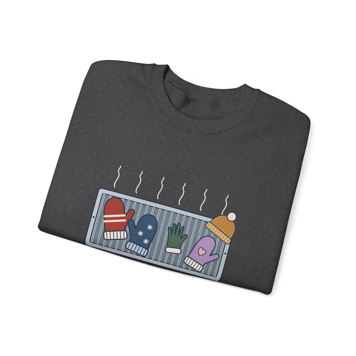 Snow Day Crewneck Sweatshirt - Mittens Drying on Every Vent Winter Sweatshirt