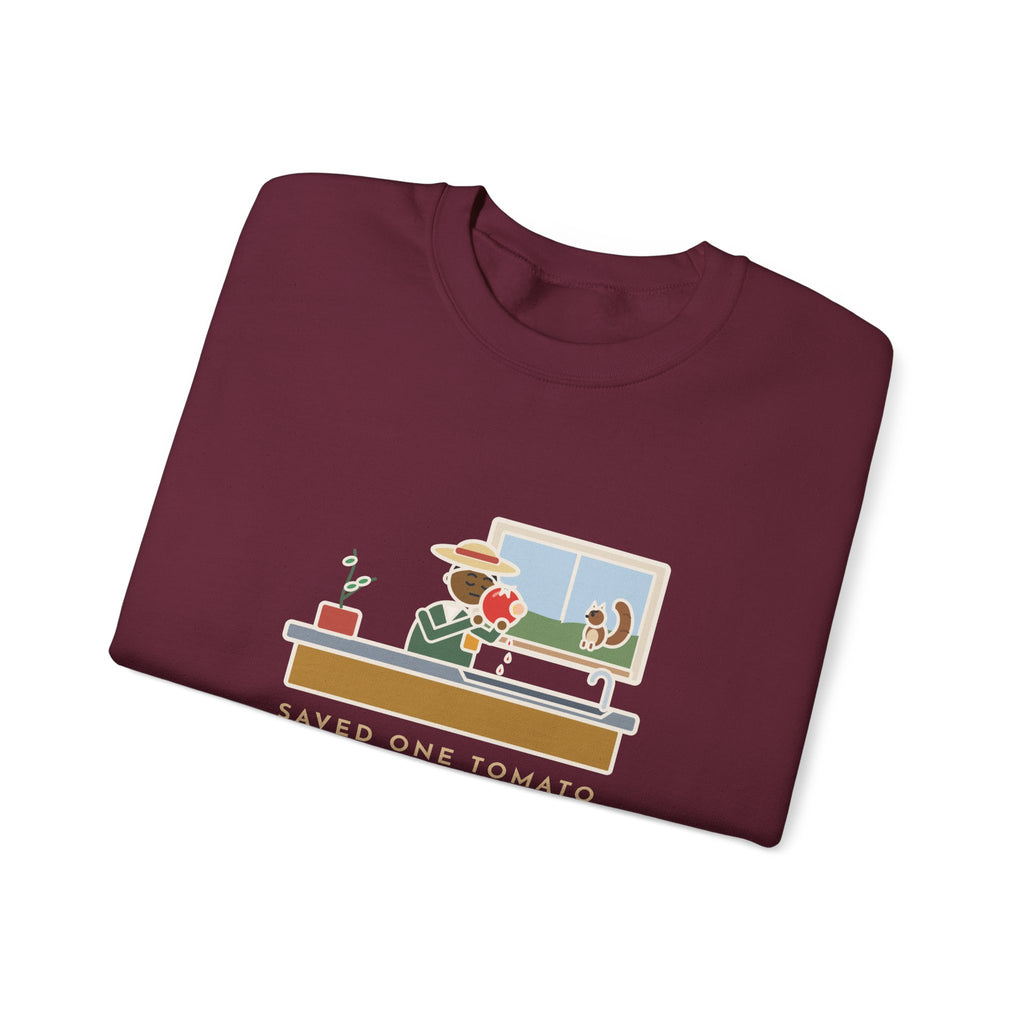 Saved One Tomato From the Squirrels Sweatshirt, Funny Gardener Crewneck with Sink Tomato