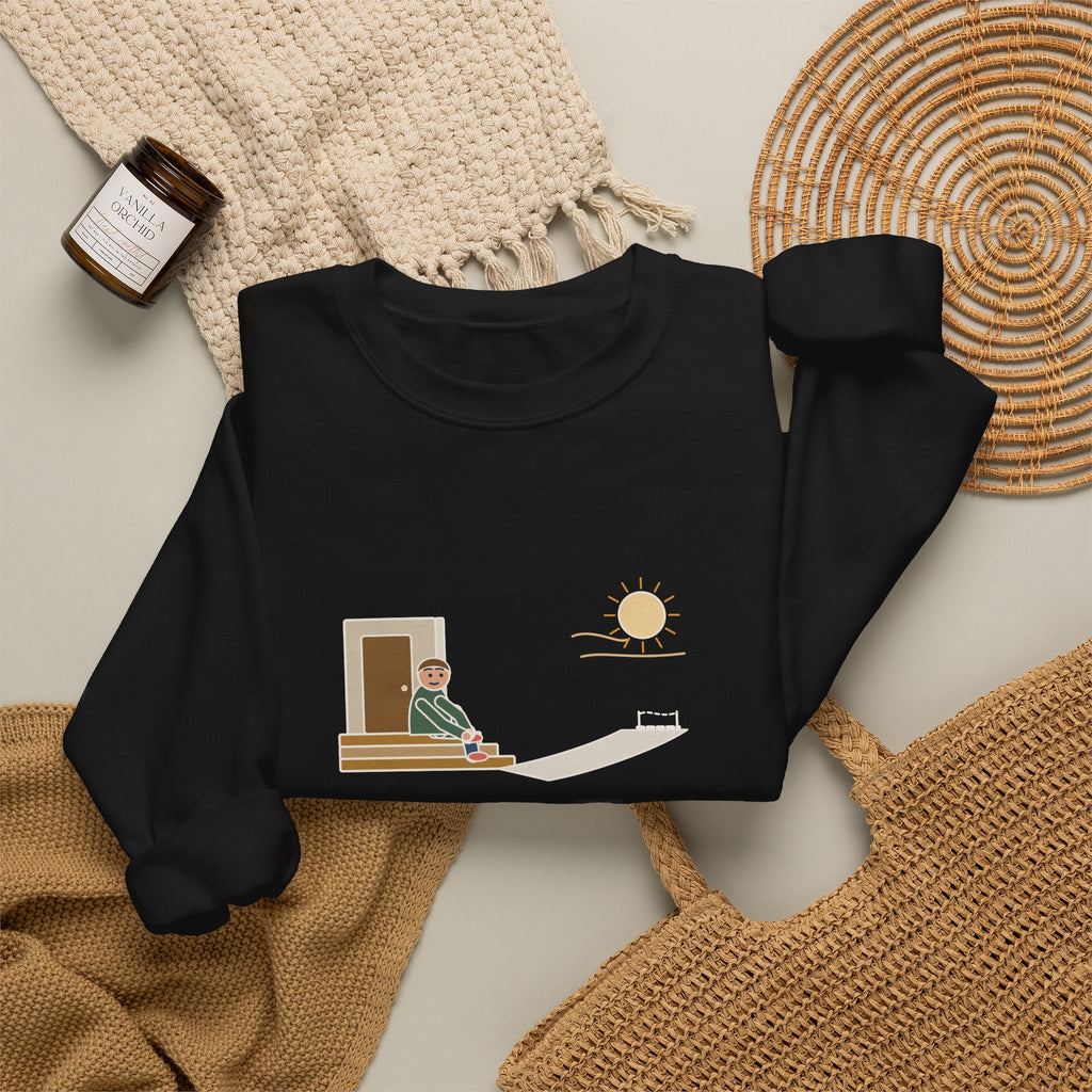 First, Say to Yourself What You Would Be Sweatshirt, Stoic Epictetus Quote Crewneck with Porch Runner