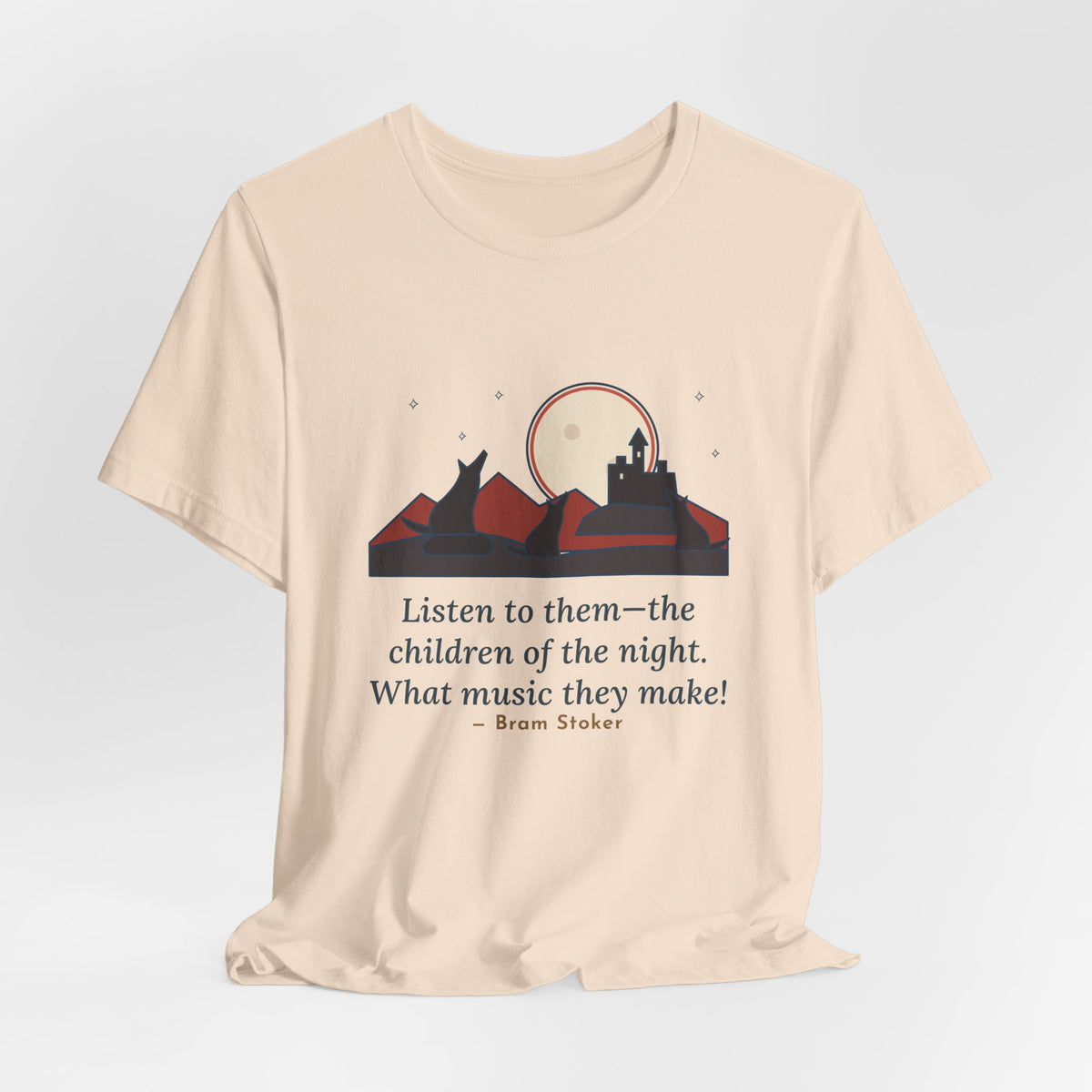 Bram Stoker Quote T-Shirt, The Children of the Night, Gothic Wolves and Red Moon Tee
