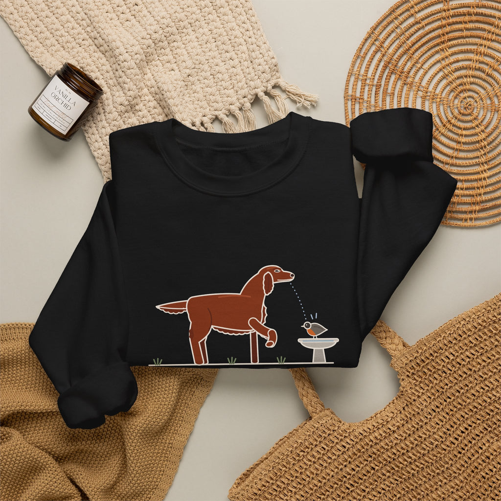 Irish Setter Crewneck Sweatshirt - One Paw Up, Frozen, A Robin Landed Dog Lover Gift
