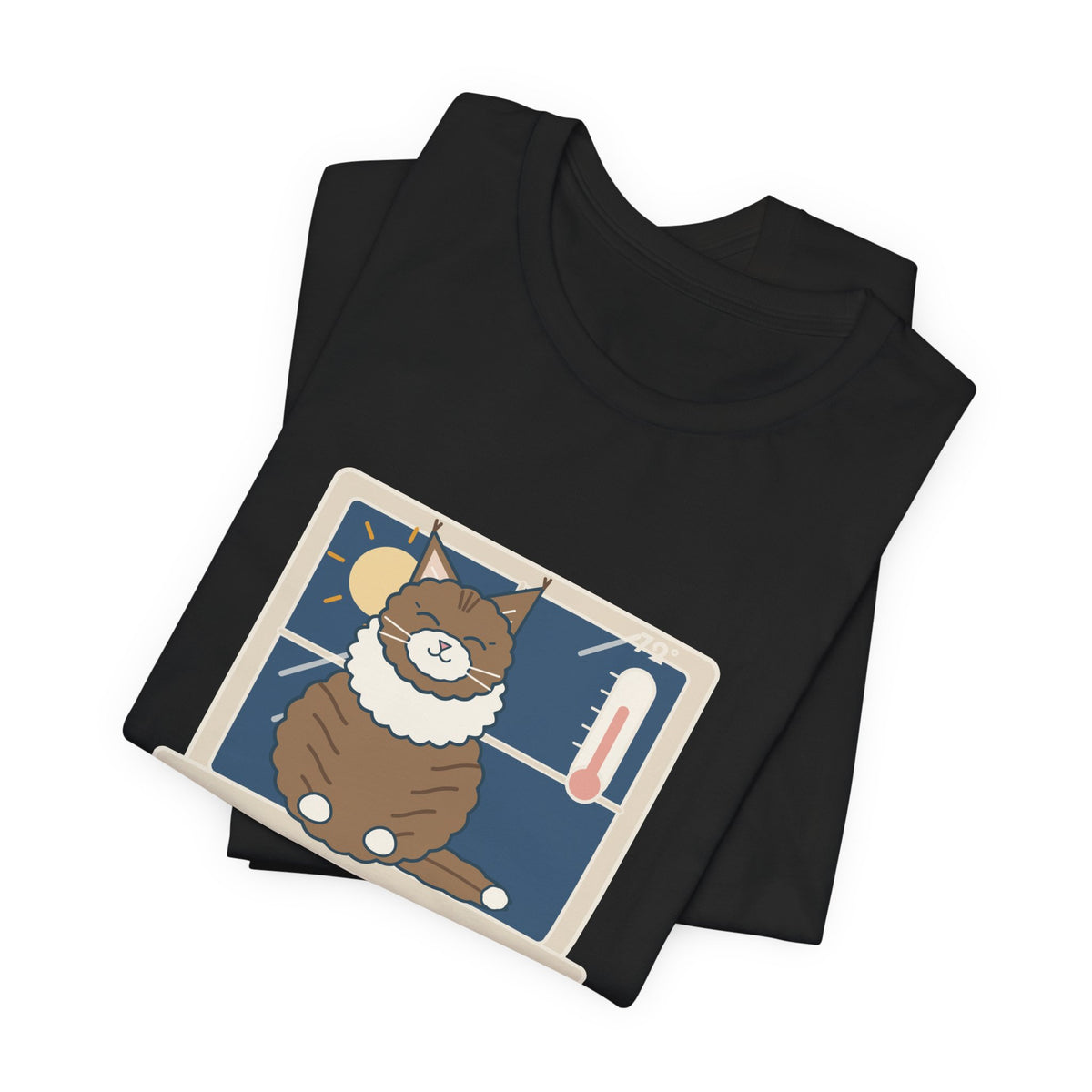 Norwegian Forest Cat T-Shirt - Wears a Winter Coat to the Windowsill Fluffy Cat Tee