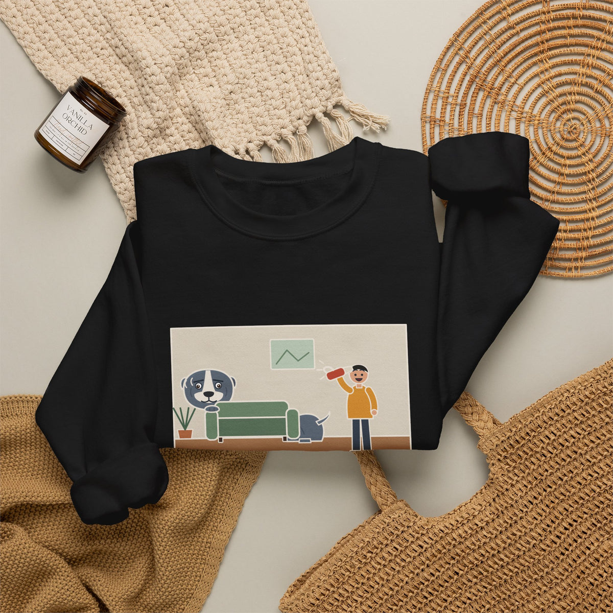 American Bully Sweatshirt, Ninety Pounds of Muscle, Runs from the Handheld Vacuum, Funny Couch Hideout Crewneck