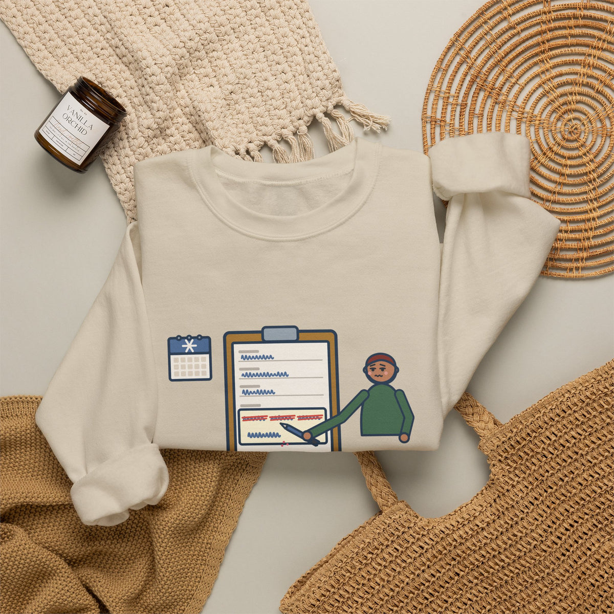 January Sweatshirt, Third Week, Still Writing Last Year on Every Form, Funny Date Field Crewneck