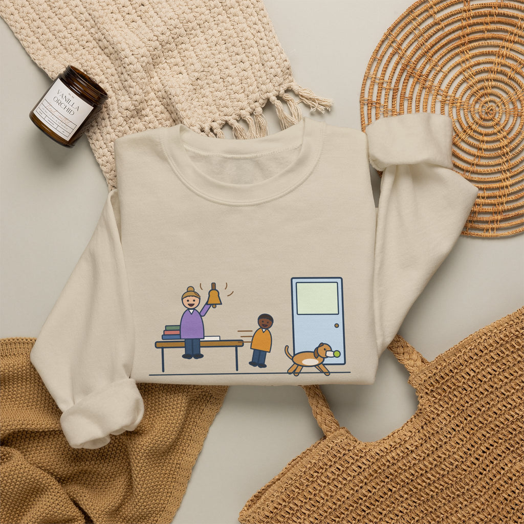 Homeschool Crewneck Sweatshirt - Recess Bell for One Kid and the Dog