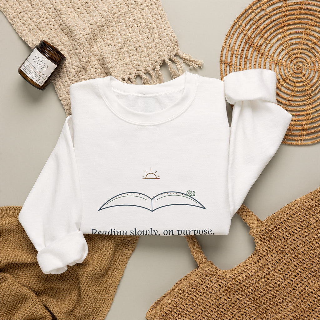 Bookish Crewneck Sweatshirt for Book Lovers - Reading Slowly, On Purpose
