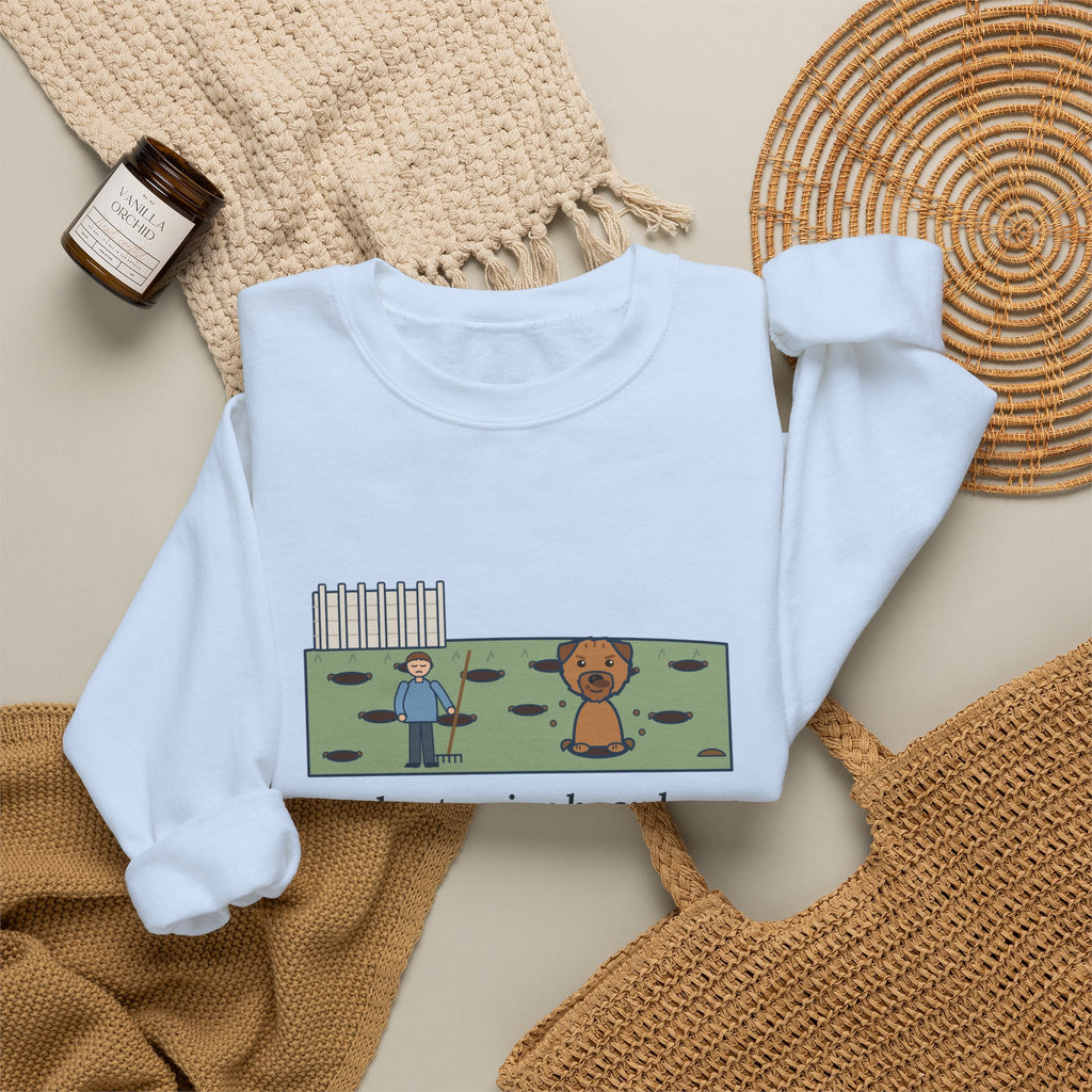 Border Terrier Crewneck Sweatshirt - Twelve Holes in the Lawn Funny Dog Sweatshirt