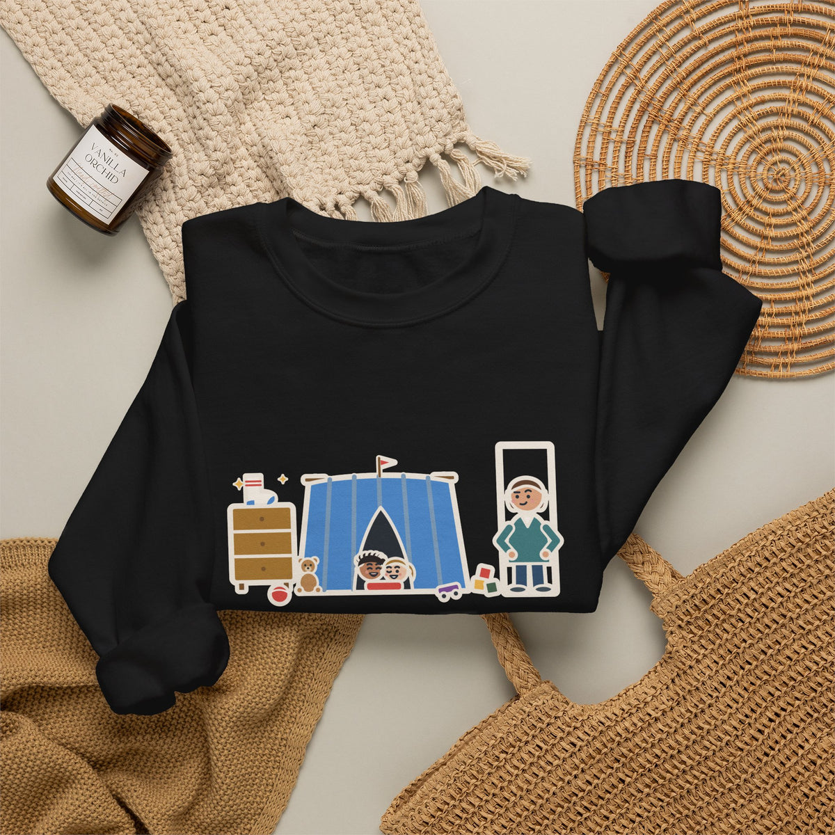 Parent Sweatshirt, Told the Kids to Clean Their Room, Found One Folded Sock and a Brand-New Fort, Funny Bedroom Fort Crewneck