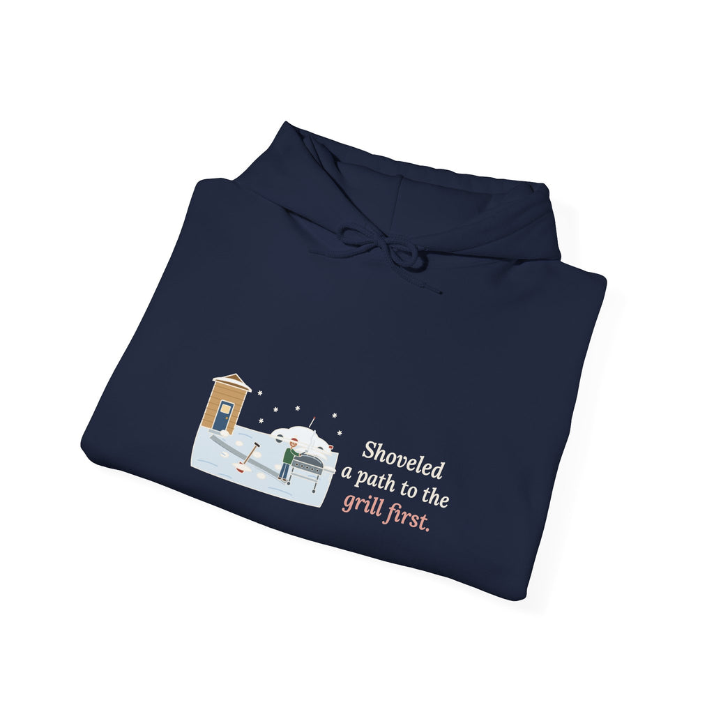Winter Grilling Hoodie - Shoveled a Path to the Grill First Grill Dad Sweatshirt