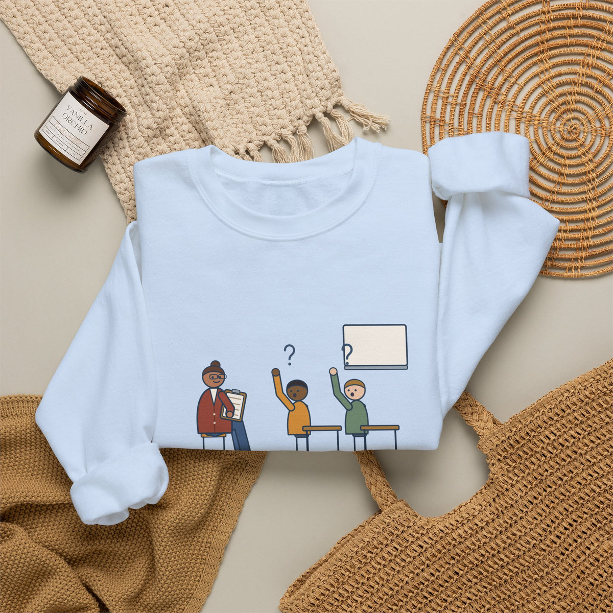 Instructional Coach Crewneck Sweatshirt - Two Kids Asked If I'm the Sub