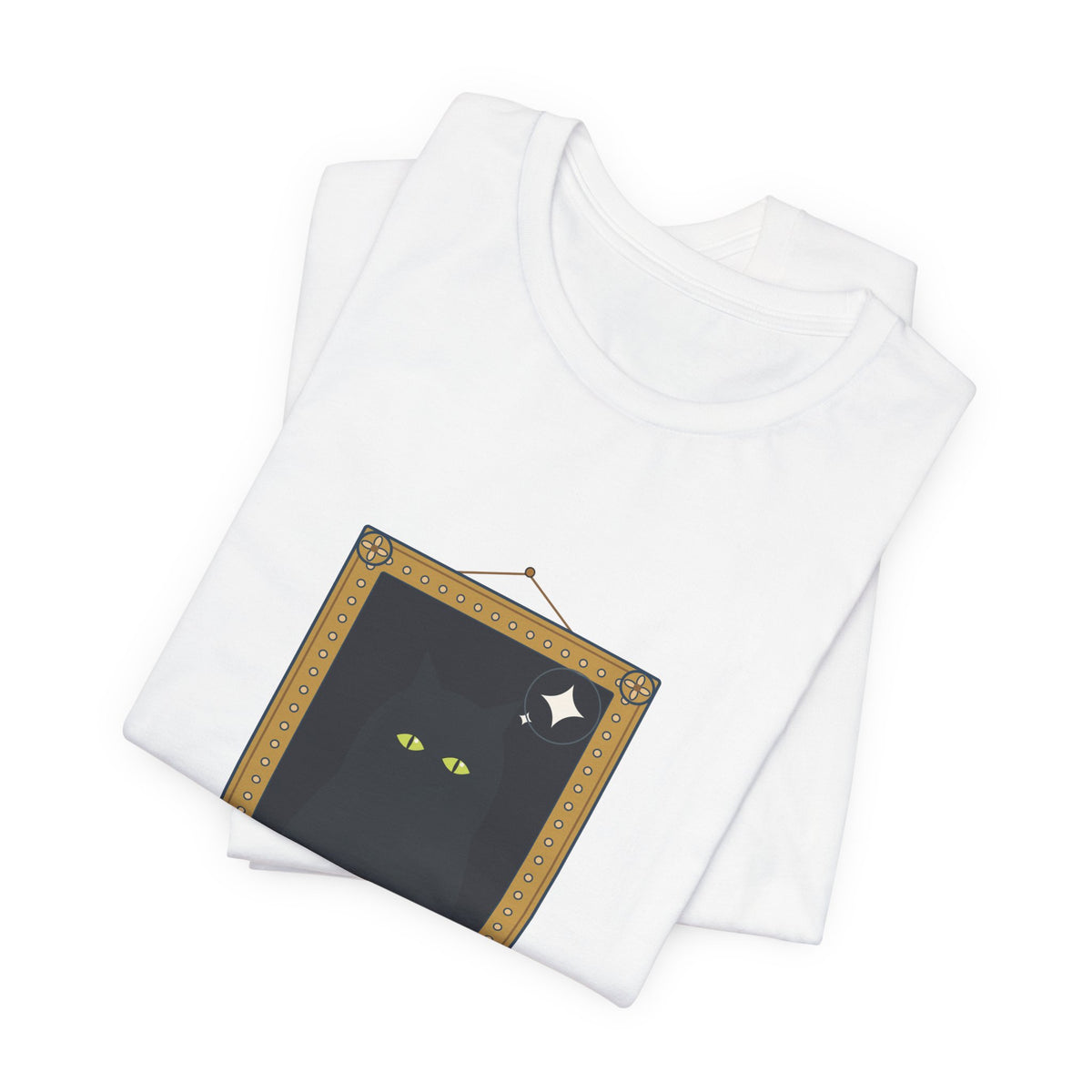 Black Cat T-Shirt - Portrait of My Cat, Flash On. Glowing Eyes Gallery Portrait Tee