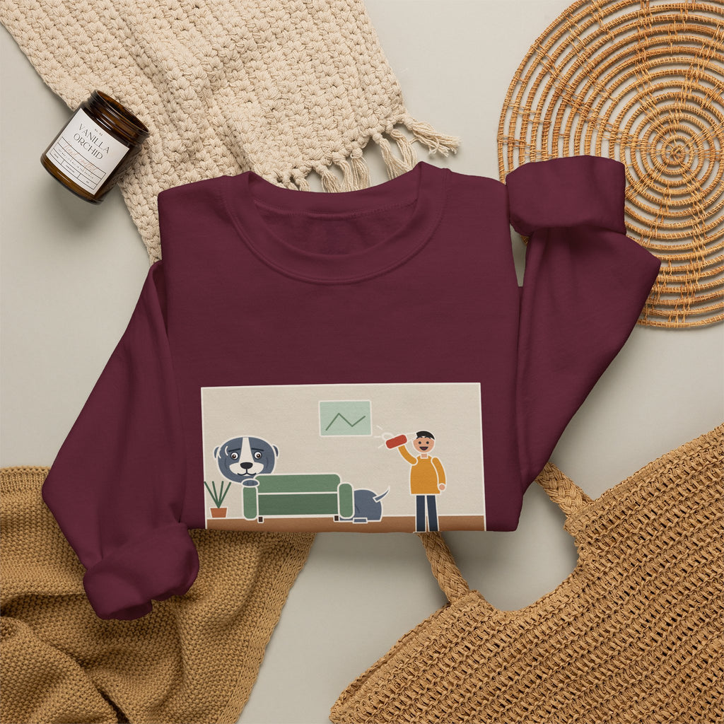 American Bully Sweatshirt, Ninety Pounds of Muscle, Runs from the Handheld Vacuum, Funny Couch Hideout Crewneck