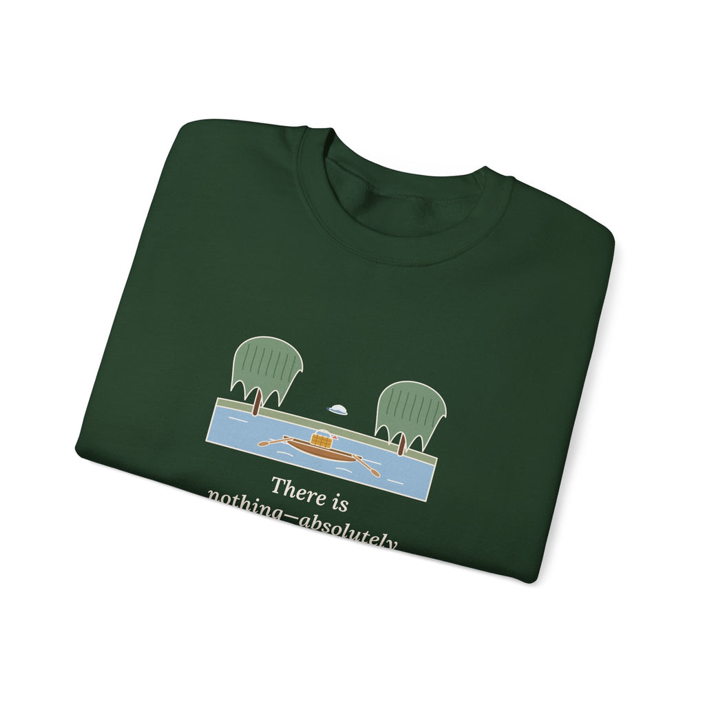 Simply Messing About in Boats Sweatshirt, Boating Grahame Quote Crewneck with River Rowboat