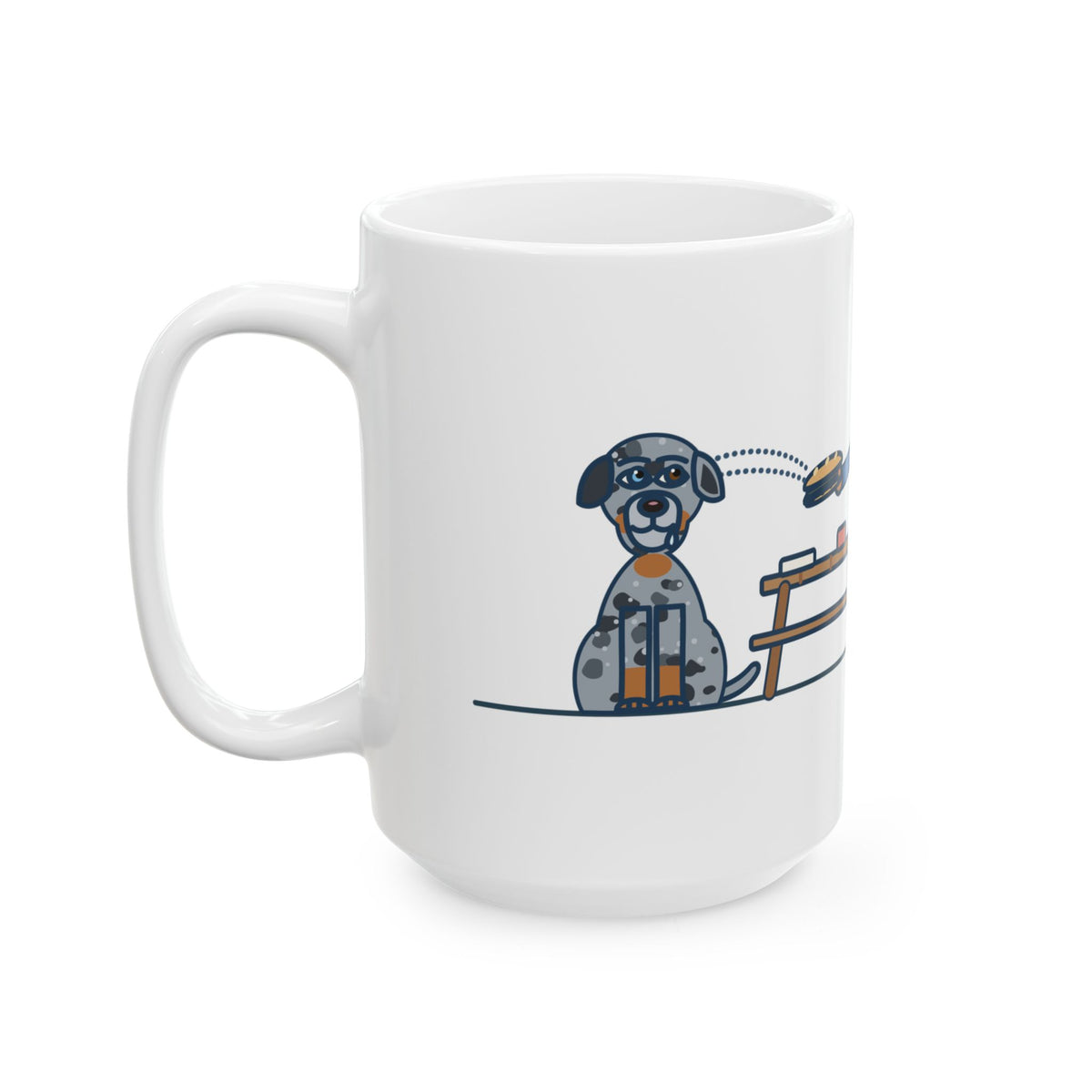 Large Catahoula Leopard Dog Mug 15oz - Blue Eye, Brown Eye, Both on My Sandwich