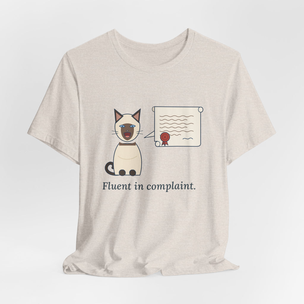 Siamese Cat T-Shirt - Fluent in Complaint Seal Point Cat Lover Tee